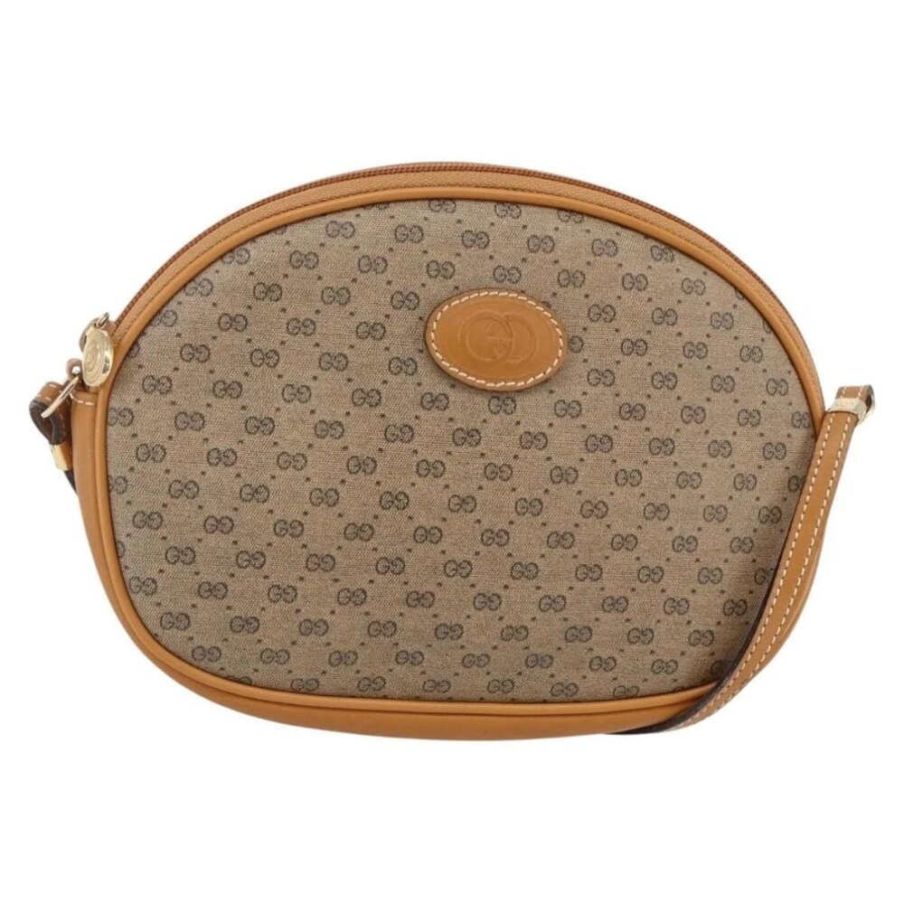 GUCCI Micro GG Supreme Shoulder Bag PVC Beige Gold 007 89 1113 Auth BA7112